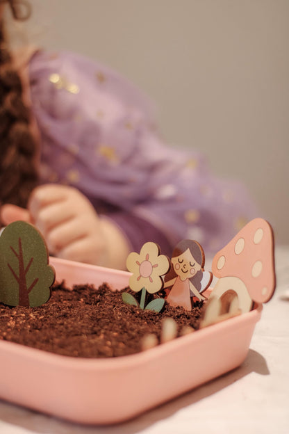 Fairy Gardening Kit for kids | Sensory Play set with Apron,Tray, Shovel, Fairies, Soil & Seeds | The Playmakers Co