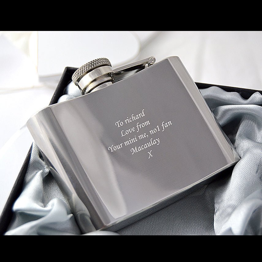 Personalised Engraved Hip Flask – Photo & Text Stainless Steel Gift