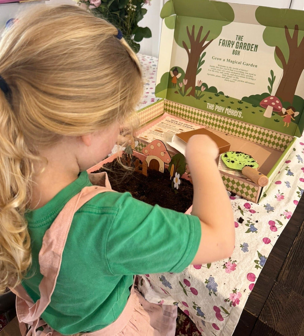 Fairy Gardening Kit for kids | Sensory Play set with Apron,Tray, Shovel, Fairies, Soil & Seeds | The Playmakers Co