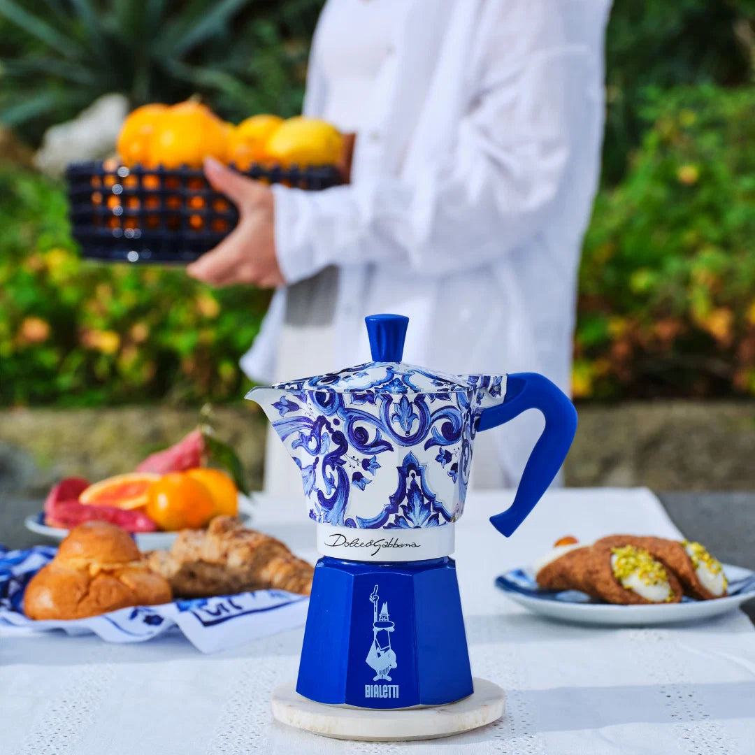 Bialetti X Dolce&Gabbana Blue Mediterranean Gift Set (6 cup Moka and Stirrer set)