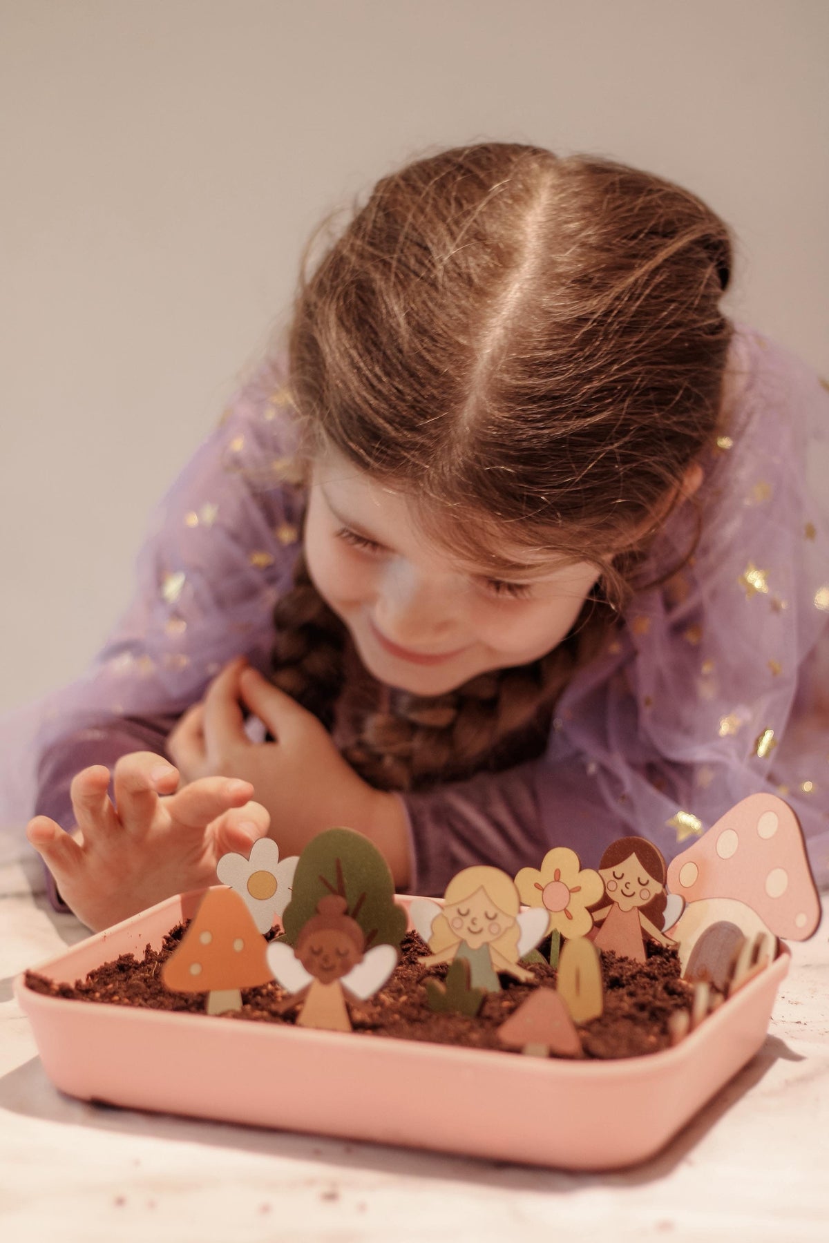 Fairy Gardening Kit for kids | Sensory Play set with Apron,Tray, Shovel, Fairies, Soil & Seeds | The Playmakers Co