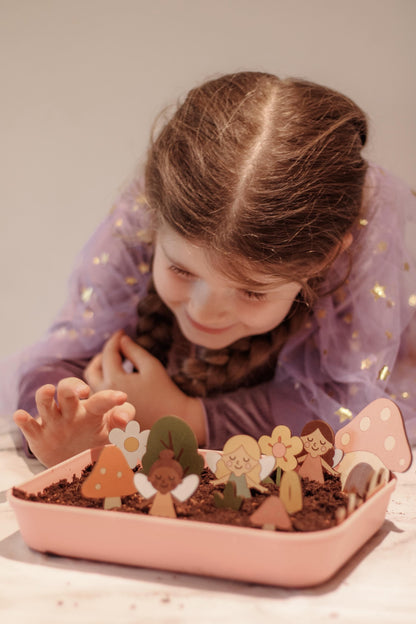 Fairy Gardening Kit for kids | Sensory Play set with Apron,Tray, Shovel, Fairies, Soil & Seeds | The Playmakers Co