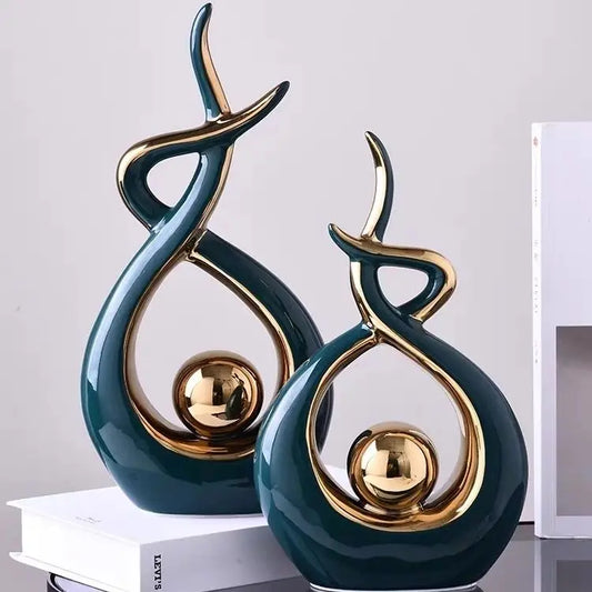 Modern Ceramic Feng Shui Wealth Ornaments - Prosperity Home Décor for Living Room, Home, Office