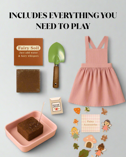 Fairy Gardening Kit for kids | Sensory Play set with Apron,Tray, Shovel, Fairies, Soil & Seeds | The Playmakers Co