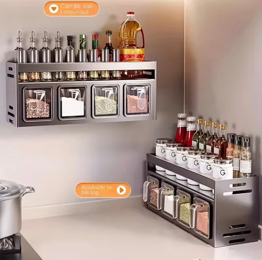 Stainless Steel Mounted Multi-Functional Spice Rack