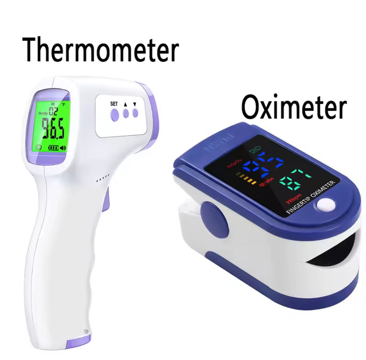 Digital Infrared Thermometer Forehead Body (Non-Contact) Thermometer And Portable Finger Pulse Oximeter Blood Oxygen