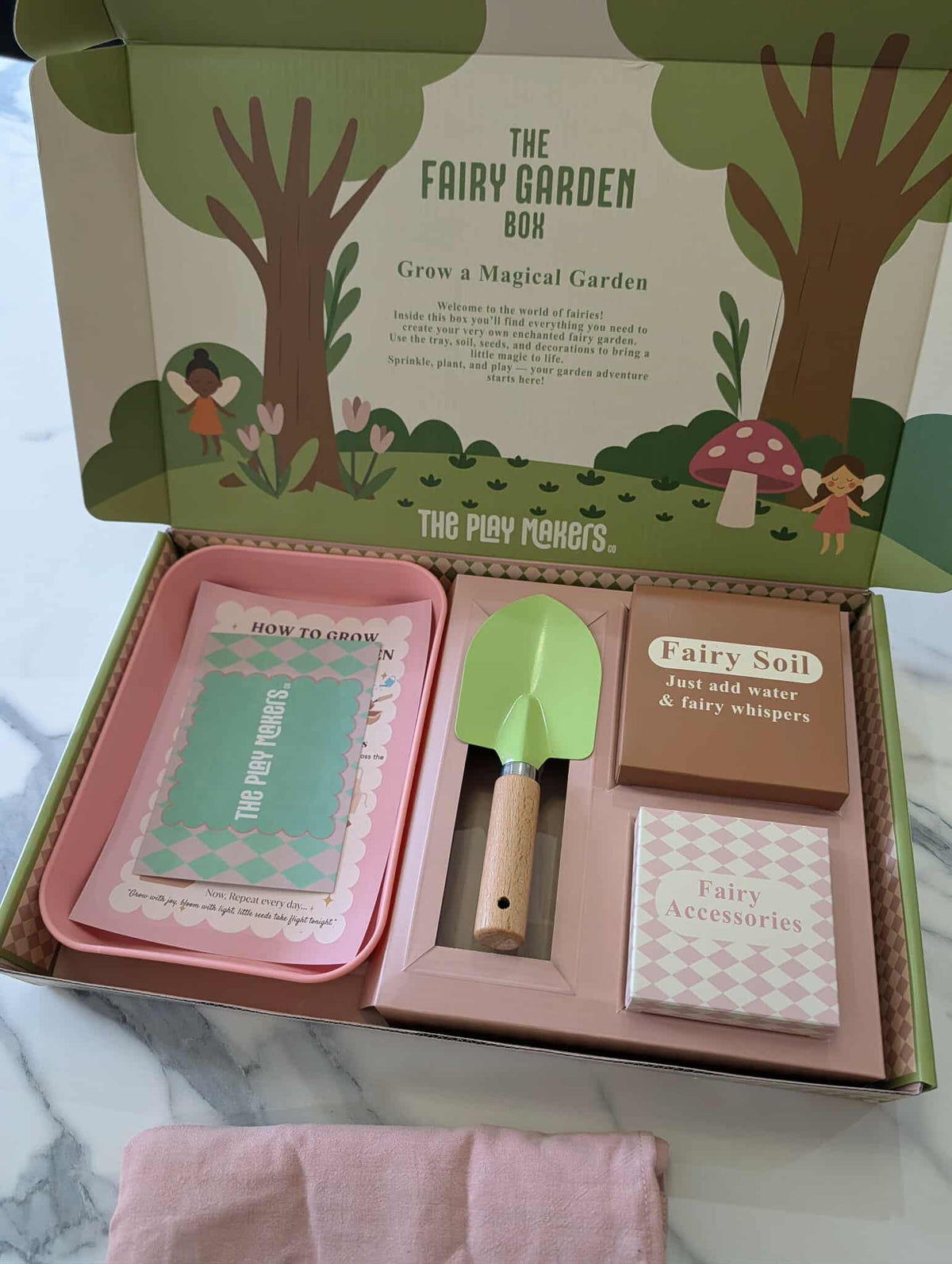 Fairy Gardening Kit for kids | Sensory Play set with Apron,Tray, Shovel, Fairies, Soil & Seeds | The Playmakers Co