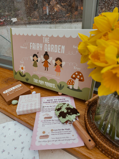 Fairy Gardening Kit for kids | Sensory Play set with Apron,Tray, Shovel, Fairies, Soil & Seeds | The Playmakers Co