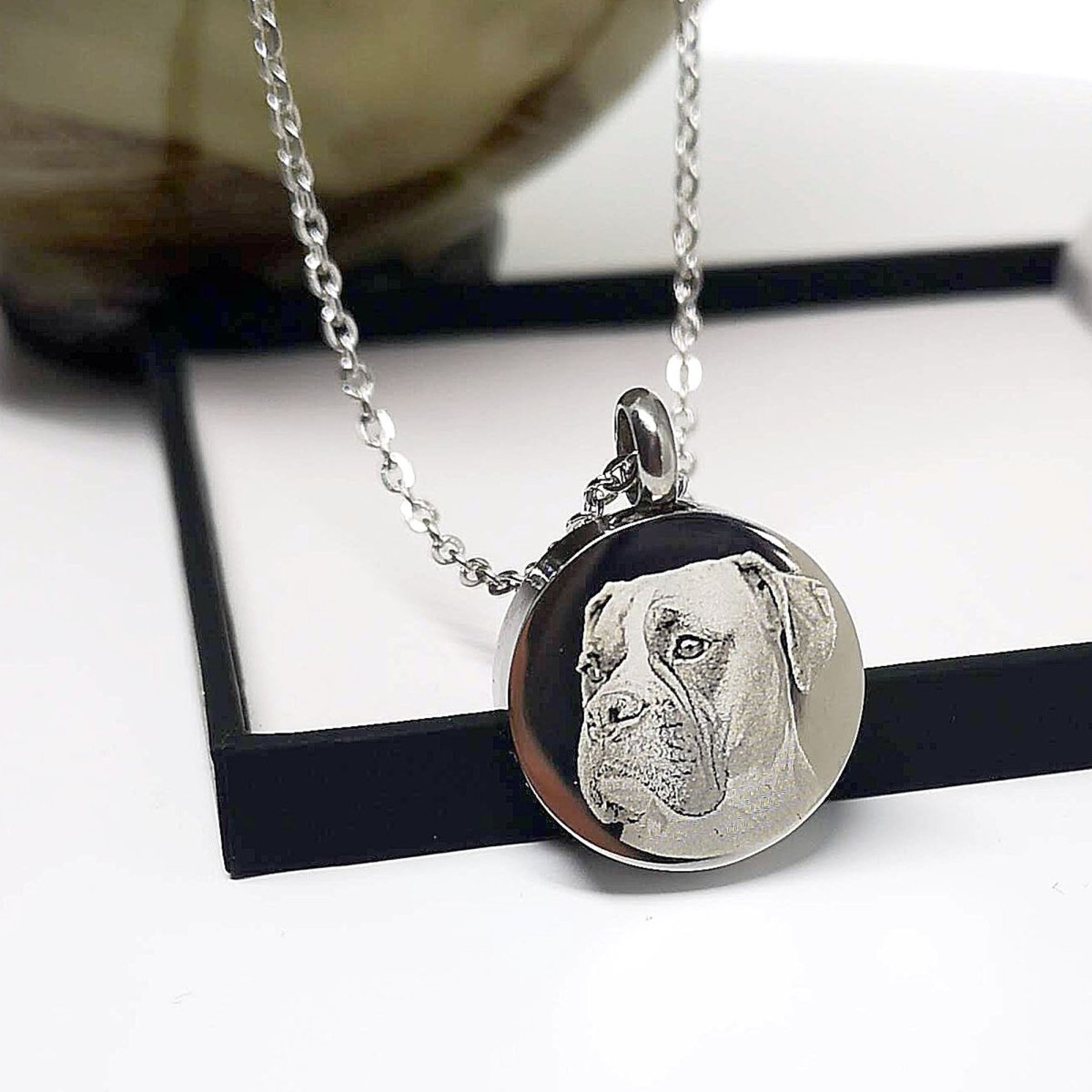 Personalised Cremation Ashes Necklace – Photo Engraved Stainless Steel Urn Pendant