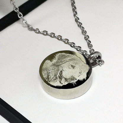 Personalised Cremation Ashes Necklace – Photo Engraved Stainless Steel Urn Pendant