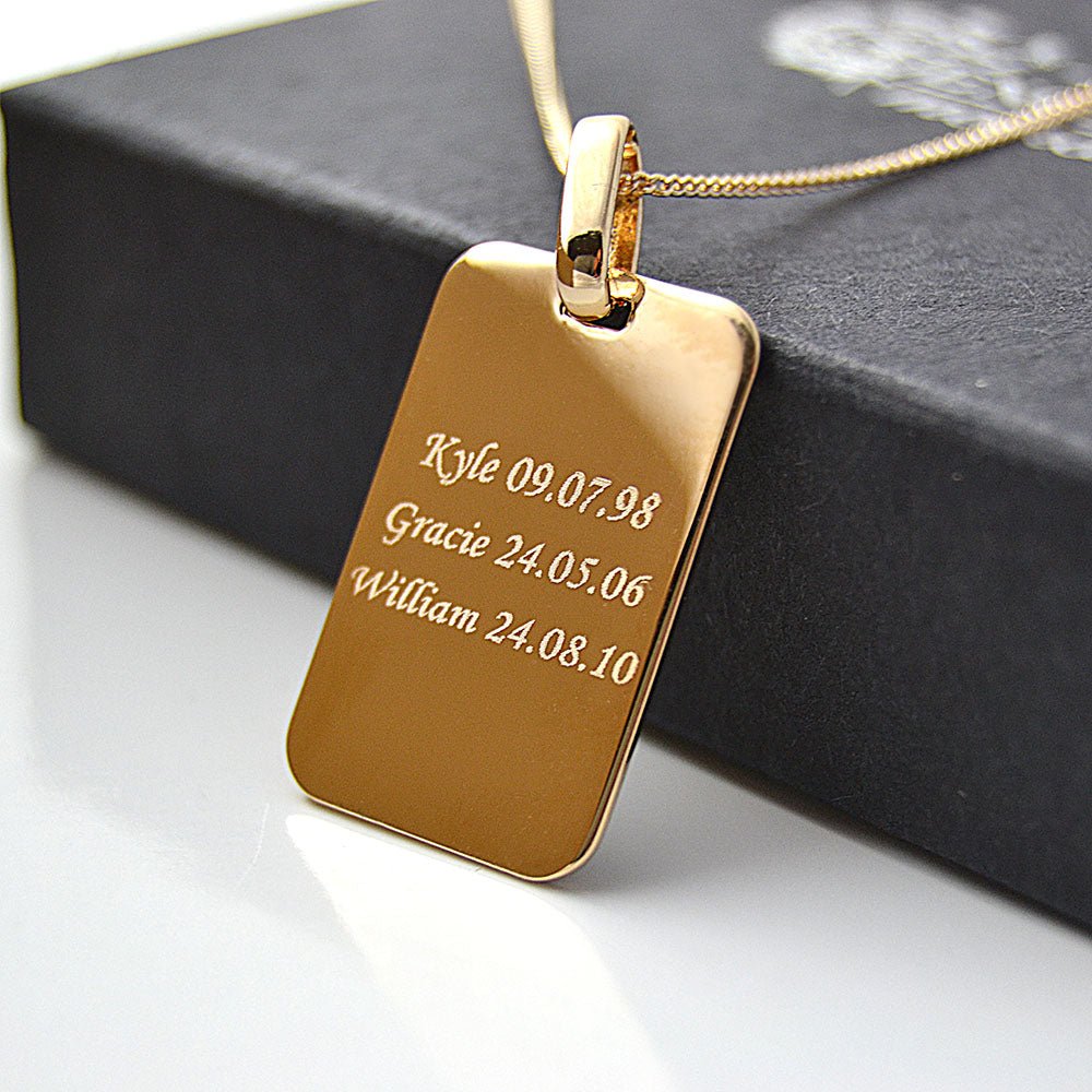 Personalised Gold Dog Tag Necklace – Photo & Text Engraved Pendant for Men