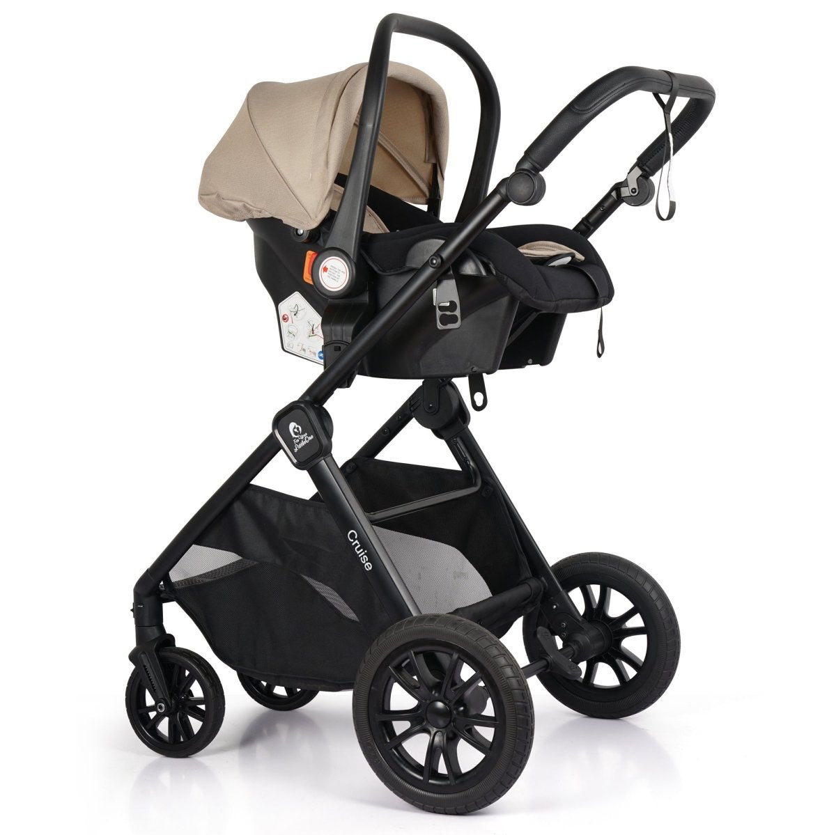 For Your Little One Cruise 3 In 1 Travel System With Car Seat - Dune Beige (Free Cupholder And Seat Liner Included!)