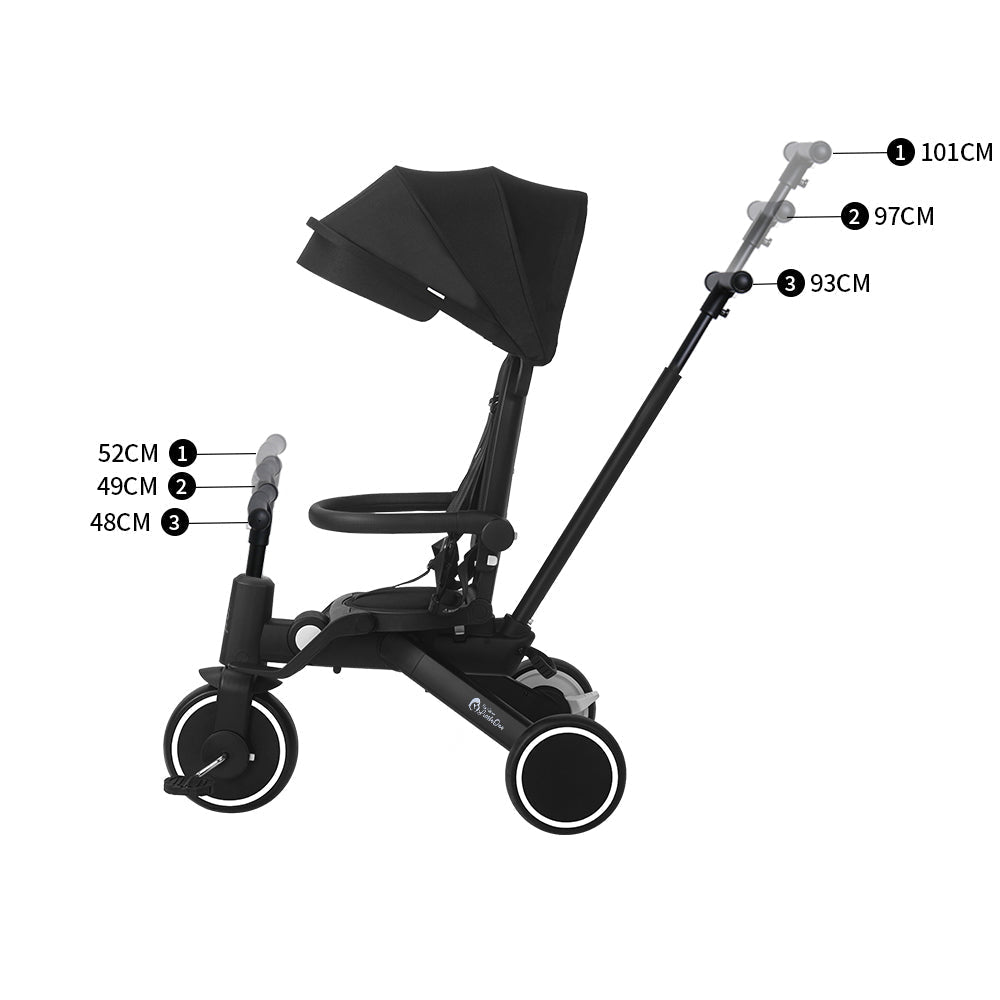 Foryourlittleone Xplor Ultimate 6 in 1 Foldable Trike - Jet Black (10m-4y)