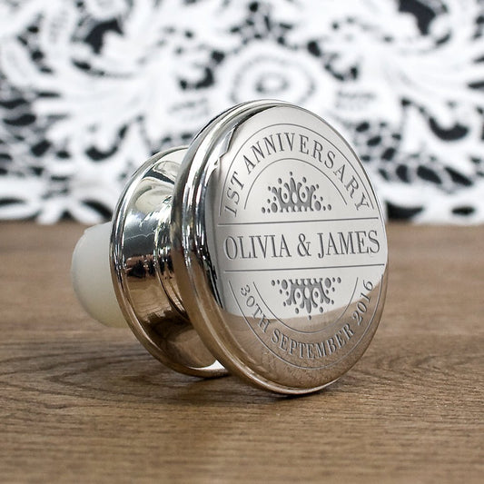 Silver Bottle Stopper – Personalised Wine Gift | Elegant Keepsake Accessory
