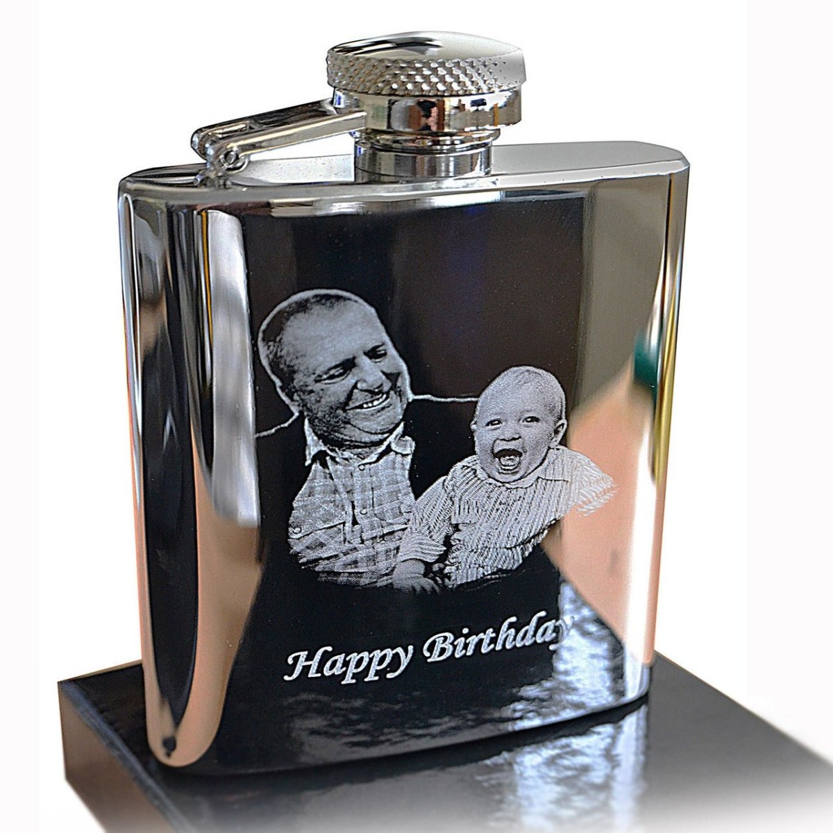 Personalised Engraved Hip Flask – Photo & Text Stainless Steel Gift