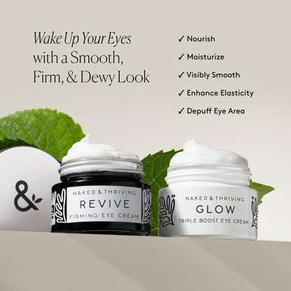 Naked & Thriving The Radiant Eye Set – Glow Triple Boost & Revive Firming Eye Creams (15 mL each)