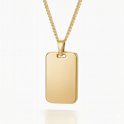 Personalised Gold Dog Tag Necklace – Photo & Text Engraved Pendant for Men