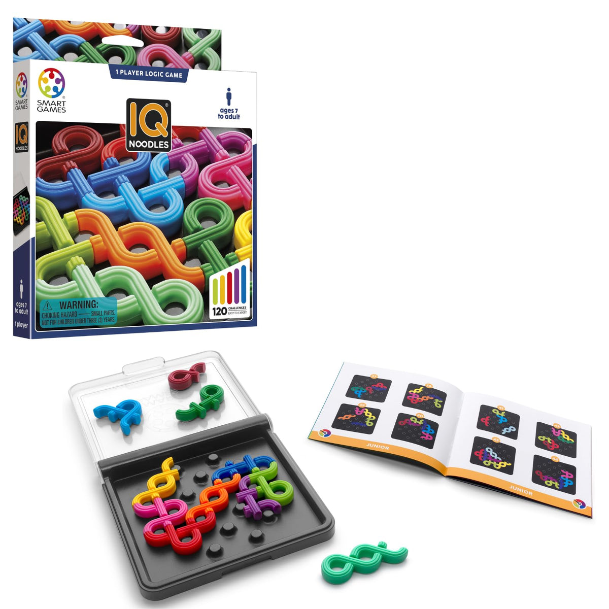 SmartGames IQ Noodles: Travel Logic Puzzle for Ages 7-Adult | 120 Challenges
