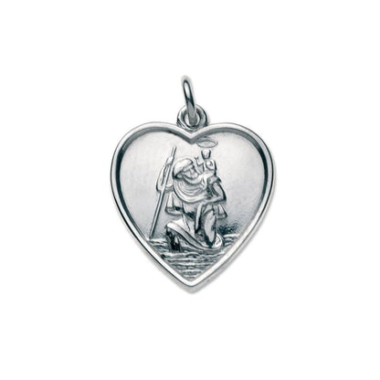 Sterling Silver Heart Pendant – Engraved Saint Christopher Necklace with 20" Chain